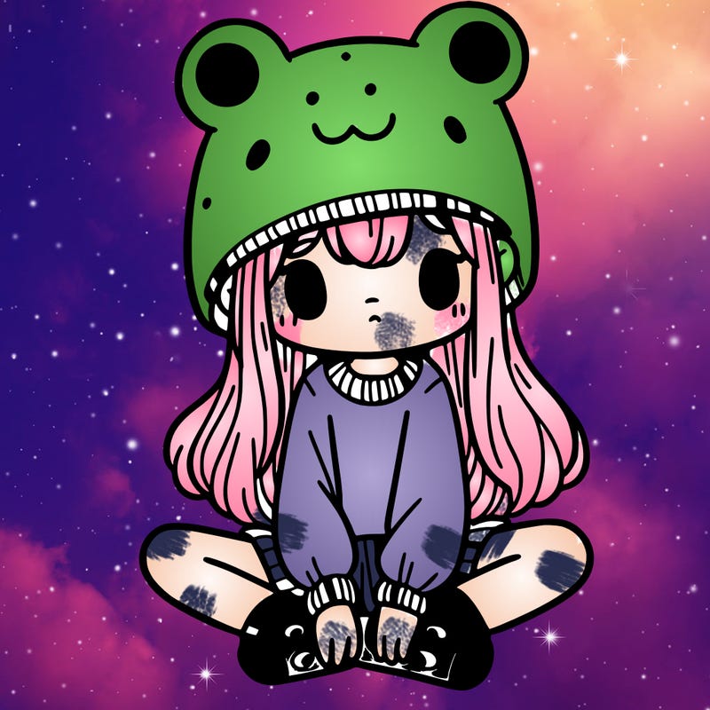 a girl wearing a frog hat and some frog socks