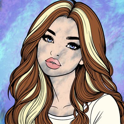realistic girl with hair on her hair and lips