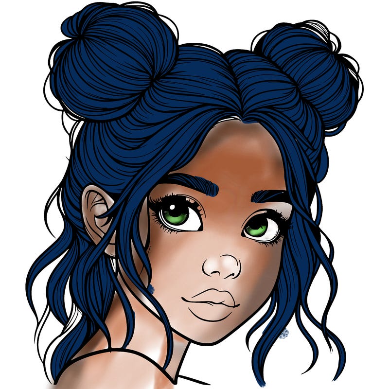 realistic girl with hair buns on her head
