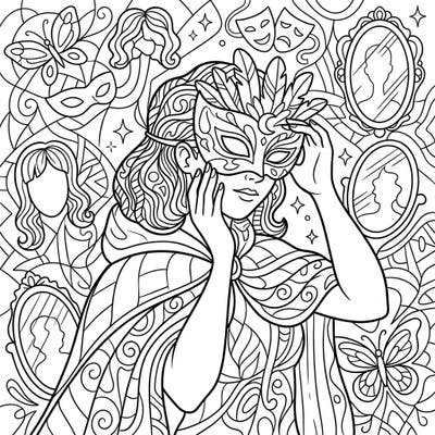 Dive into a world of artistic exploration with this captivating Disguised Self-Portrait coloring page. Discover the joy of transforming identity through color and intricate patterns.