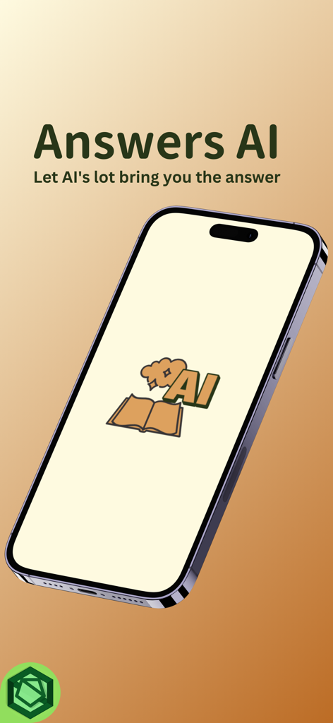 The Book of Answers: AnswersAI - Écran de démarrage de l'application The Book of Answers montrant un iPhone avec une icône de livre IA spirituel