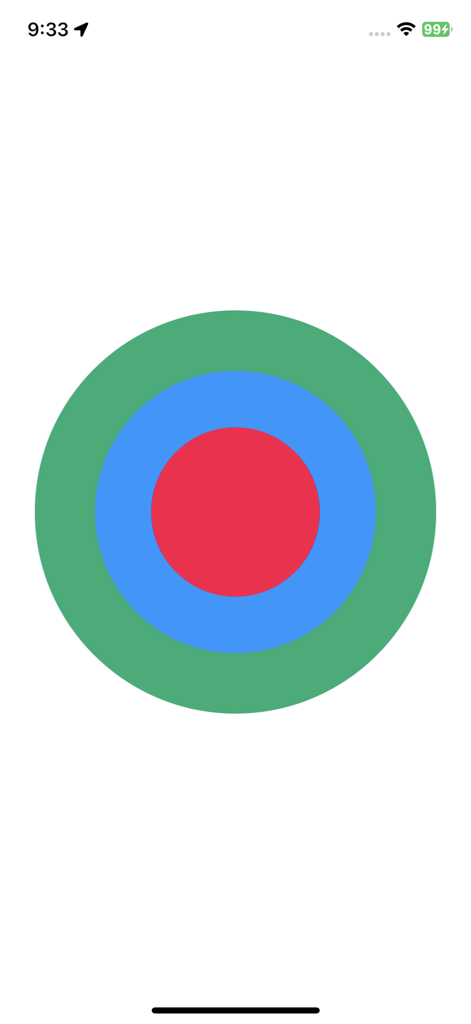 Three concentric circles in red blue and green illustrating CIELAB color coordinates