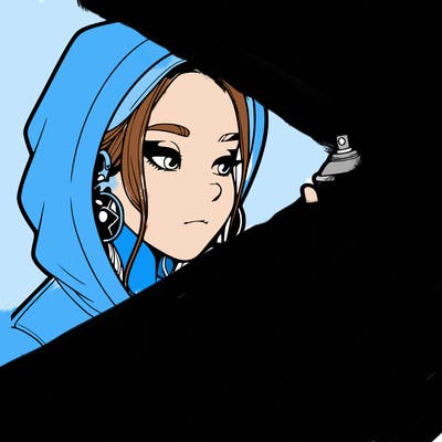 a realistic girl, spray painting