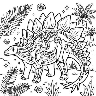 Unearth the secrets of the prehistoric world with this fascinating Stegosaurus anatomy coloring page, perfect for young paleontologists. Kids will love bringing this detailed yet friendly dinosaur to life while learning about its skeletal structure and internal organs.