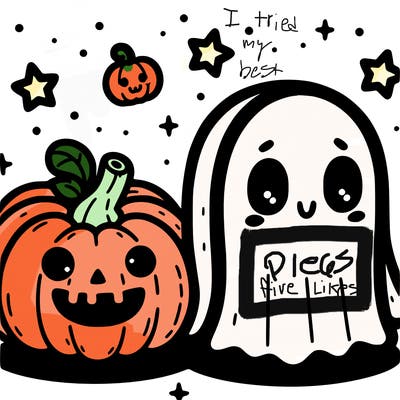 cute pumpkin and ghost