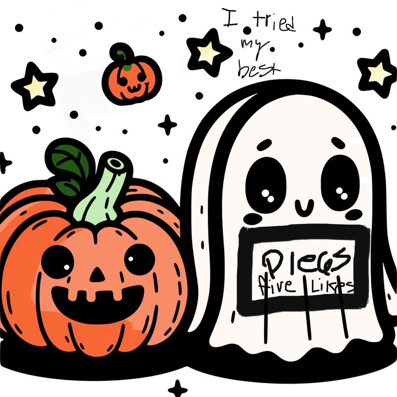 cute pumpkin and ghost