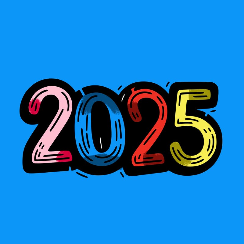 one line scrawled numbers sketch design “2025”