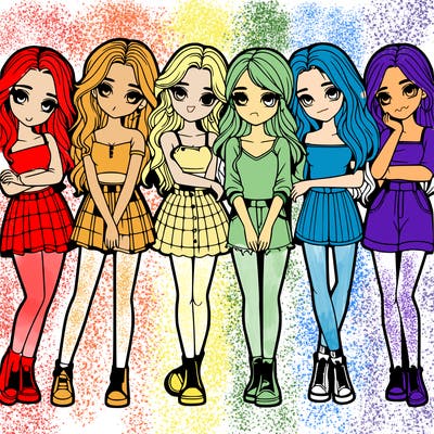 a group of girls realistic