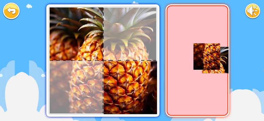 Interface du jeu de puzzle d'ananas pour enfants