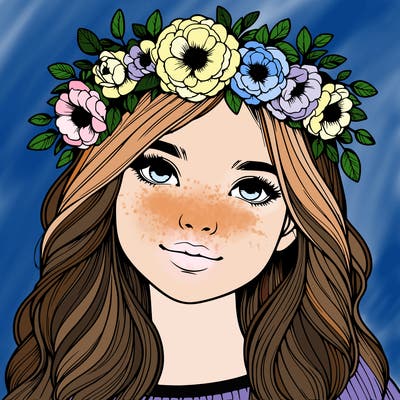 realistic girl with flower crown