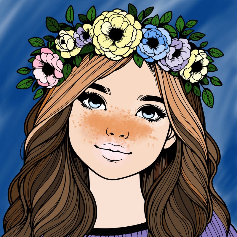 realistic girl with flower crown