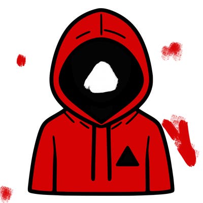 a person with non face waering a hoodie with a small triangle symbol