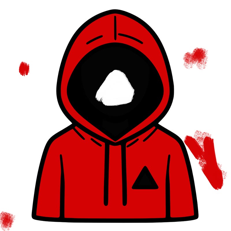 a person with non face waering a hoodie with a small triangle symbol