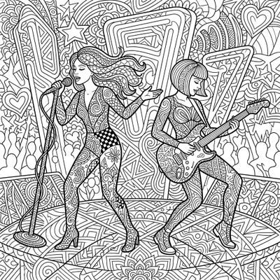 Dive into the vibrant world of music with this unique Zentangle Pop Singers coloring page. Featuring dynamic performers and intricate patterns, it promises hours of creative fun for all ages.