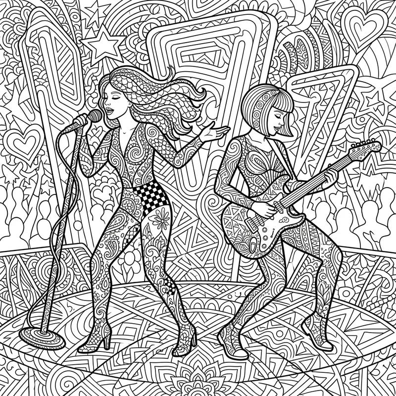 Dive into the vibrant world of music with this unique Zentangle Pop Singers coloring page. Featuring dynamic performers and intricate patterns, it promises hours of creative fun for all ages.