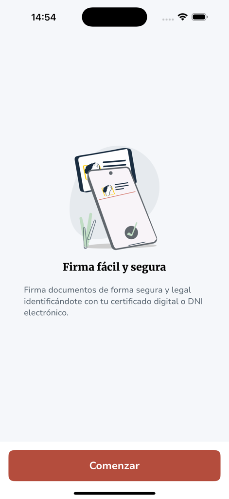Pantalla de incorporación de la app Autofirma para firmas electrónicas fáciles y seguras