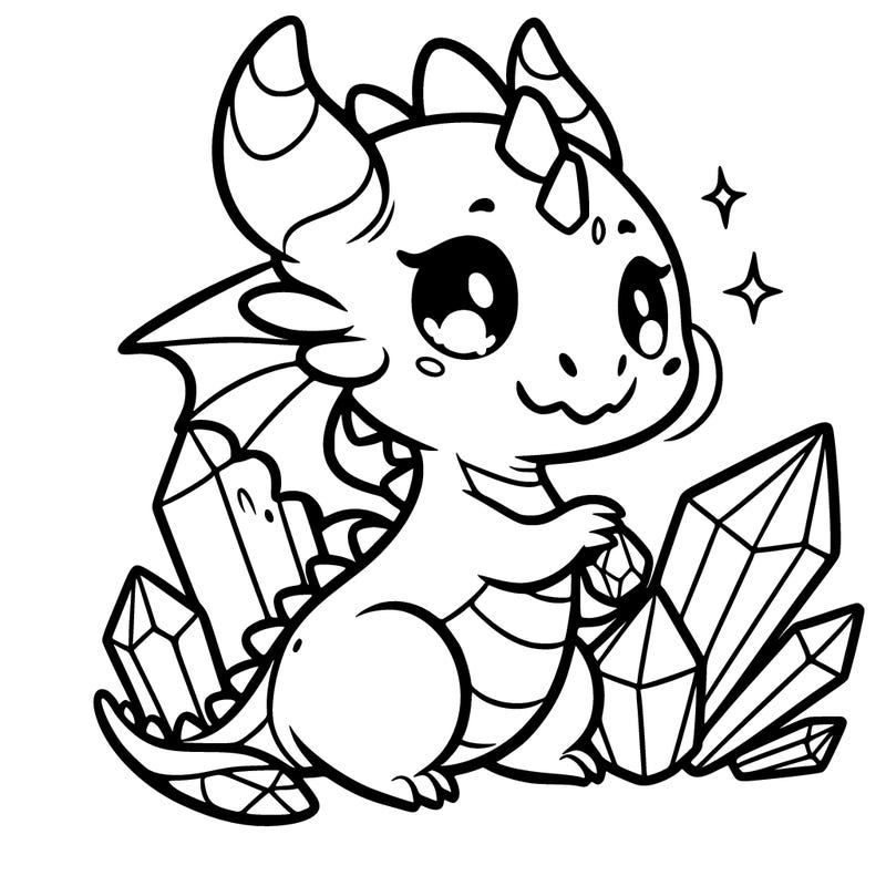 cute dragon with crystals