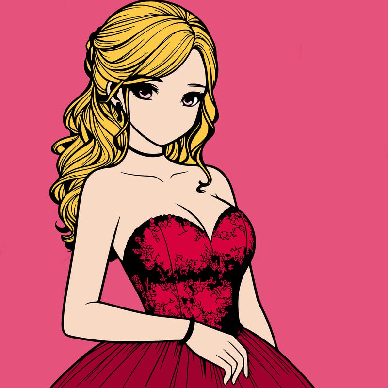 realistic girl in prom dress