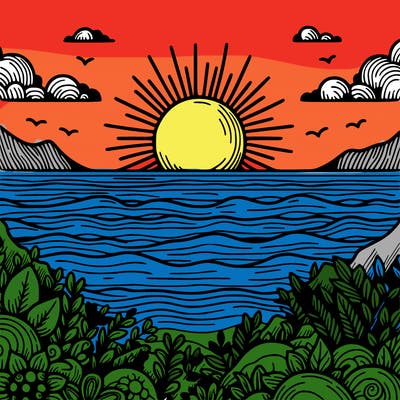 sun set over the biggest ocean