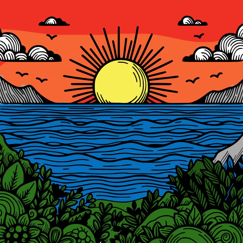 sun set over the biggest ocean