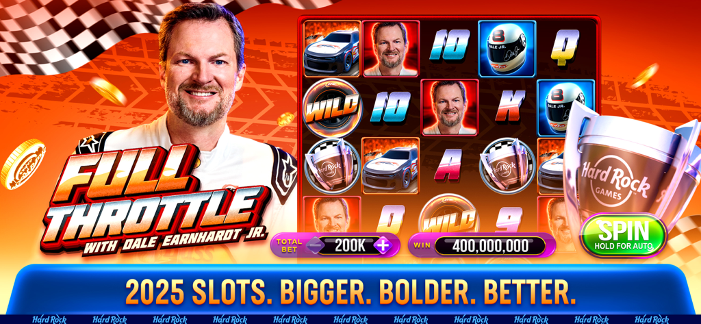Dale Earnhardt Jr Full Throttle slot machine game in Hard Rock Jackpot Planet