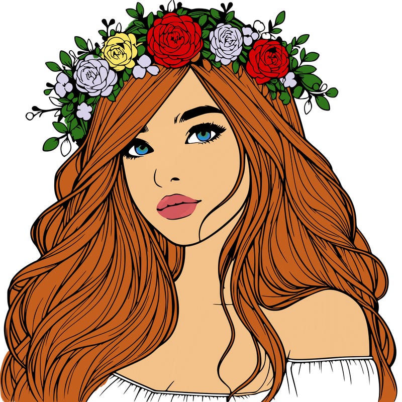realistic girl with flower crown