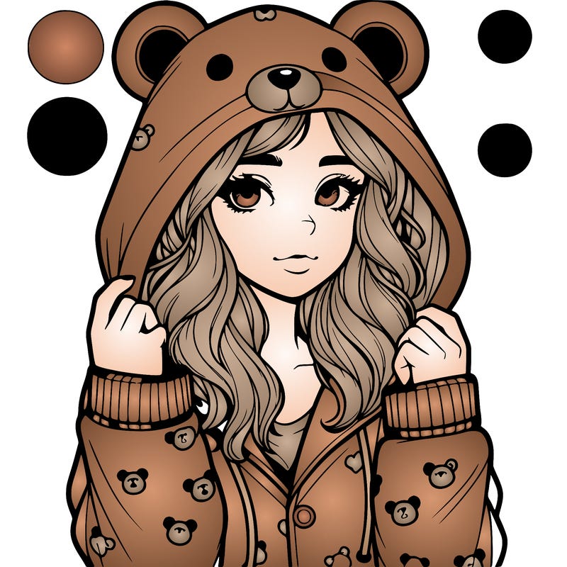 realistic girl in a animal pjs hoodie