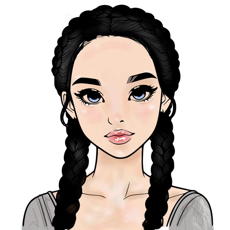 realistic girl with braids