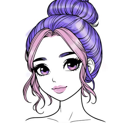 realistic pretty girl with hair in bun