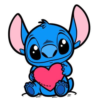 stich holding a heart