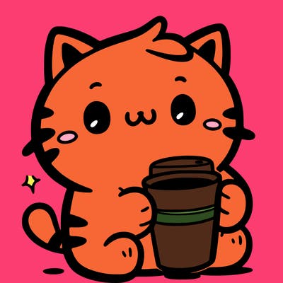 cat holding coffe