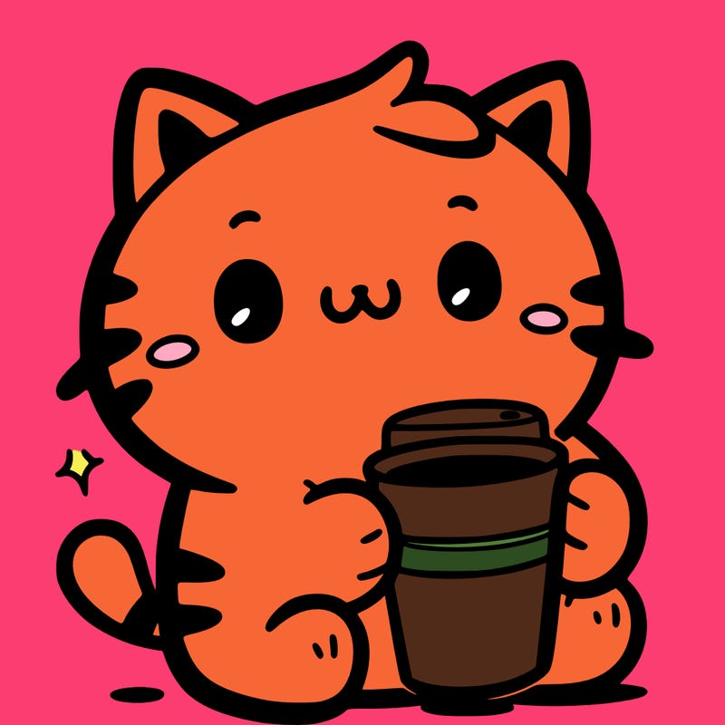 cat holding coffe