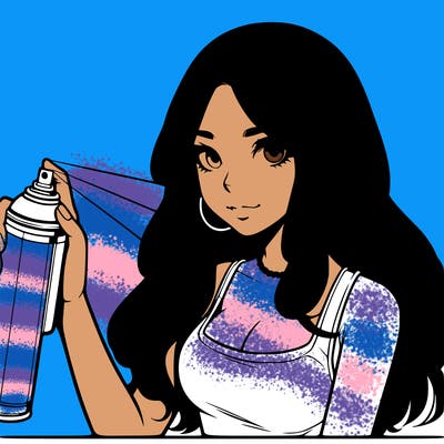 a realistic girl spray, painting
