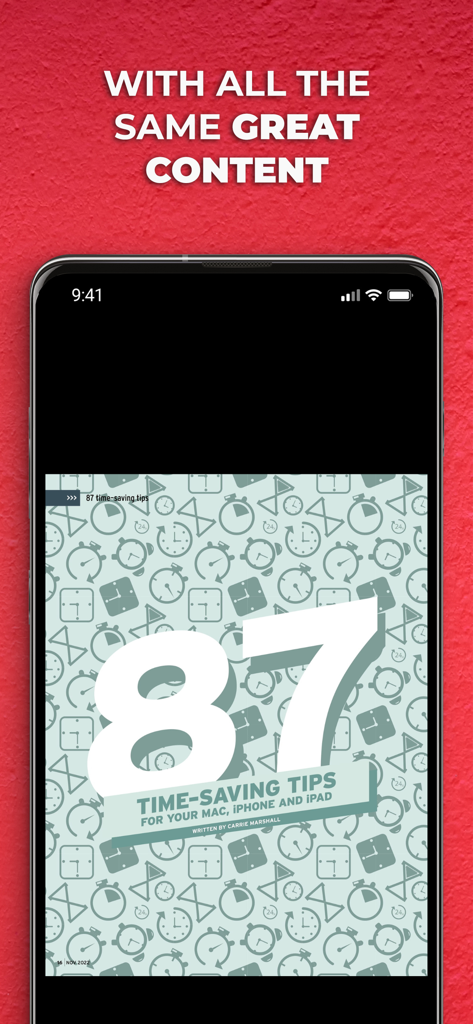 Mac|Life Magazine - Ein Smartphone, das einen Artikel aus dem Mac Life Magazine mit Tipps für Apple-Nutzer zeigt.