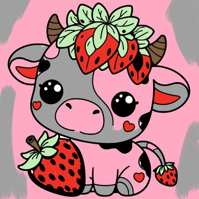 cute strawberry cow