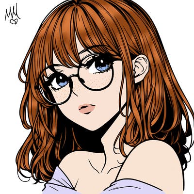 manga woman character with glasses and nice lips