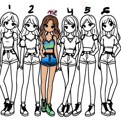 a group of girls wearing crop tops and shorts