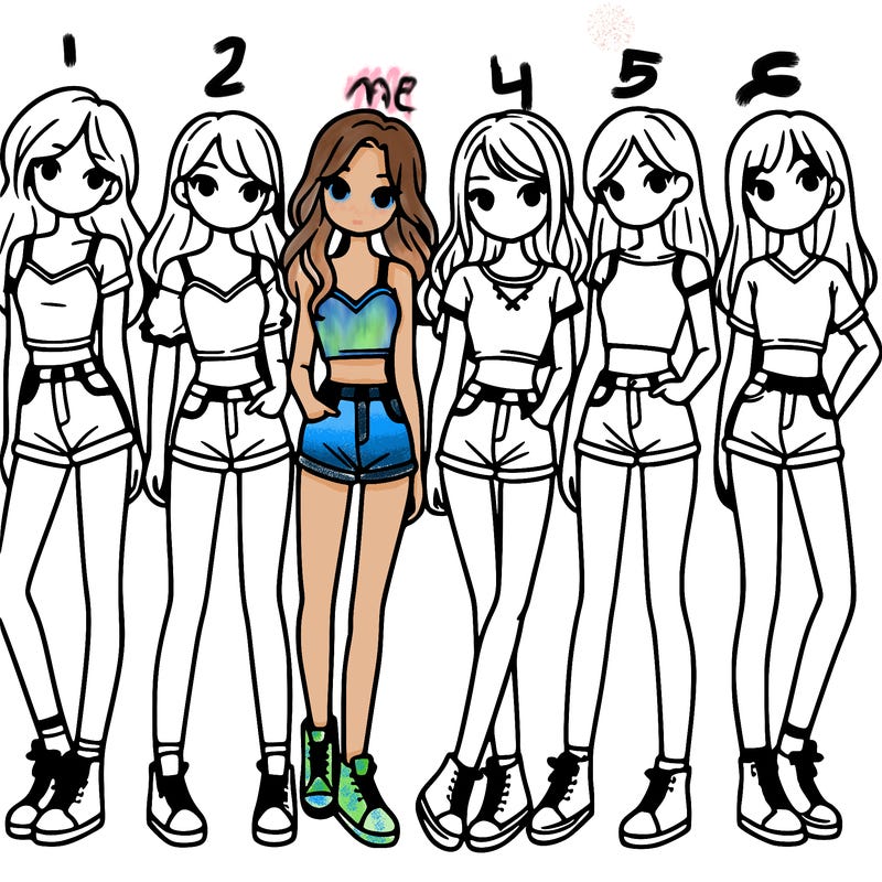 a group of girls wearing crop tops and shorts