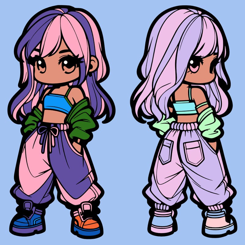 girl in crop top and baggy pants