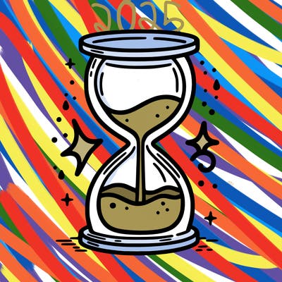 hour glass with sand falling into water pool on bottom level symbolizing air and water signs