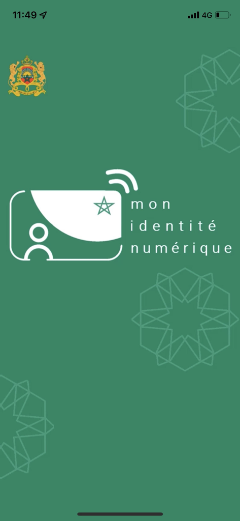 هويتي الرقمية | Mon e-ID - Écran d'accueil de l'application d'identité numérique Morocco Mon e-ID.