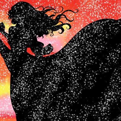 realistic woman in dress flowing the the wind