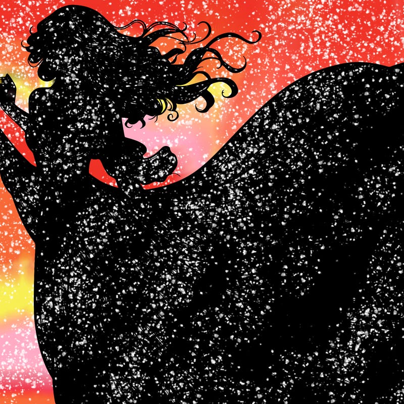 realistic woman in dress flowing the the wind