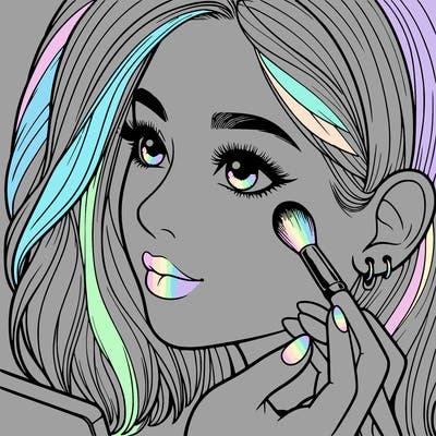 a realistic girl doing her makeup