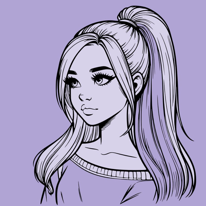 realistic girl with a high ponytail