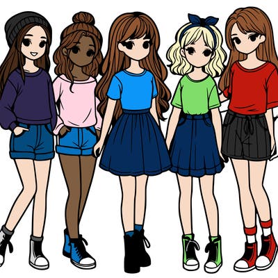 a group of five girls