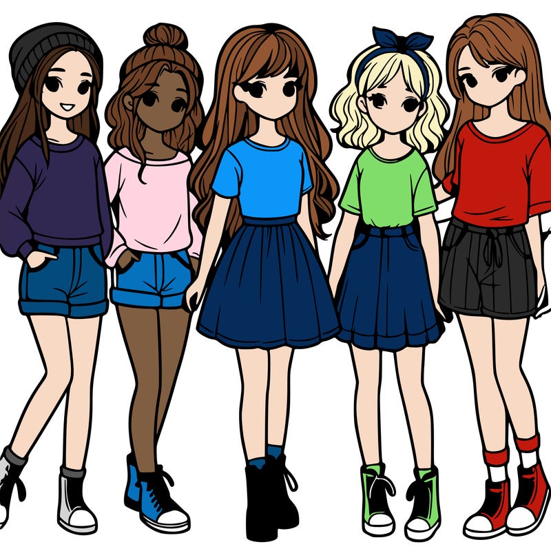 a group of five girls