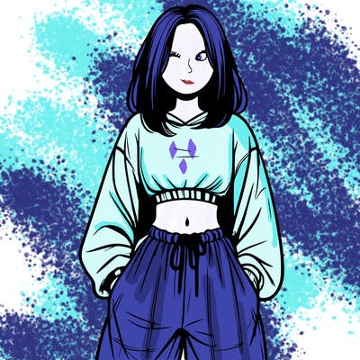 realistic girl faceless with baggy pants and a crop top