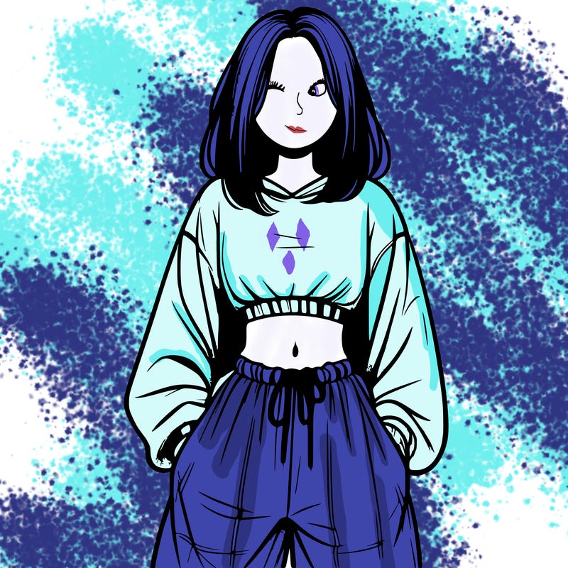 realistic girl faceless with baggy pants and a crop top