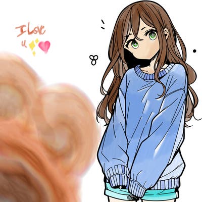 manga teen girl  in a sweater and baggy pants